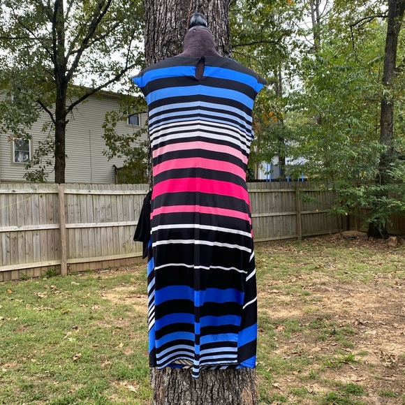 Vintage R&K Originals Colorful Striped Ruched Tie Dress - Picture 5 of 10